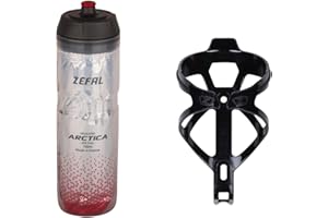 ZEFAL Pack Arctica 75 Plata-Rojo y Pulse B2 Negro - Pack de hidratación con bidón térmico para Bicicleta y portabidón para Bicicleta - Portabidón para Bicicleta con bidón de Agua - 146 g