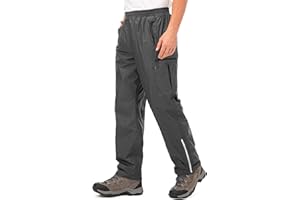 WINEBOX Mens Waterproof Trousers Lightweight Breathable Rain Overtrousers Mesh Lining Bottoms Outdoor Windproof Over Rain Pants for Walking Cycling Hiking Fishing