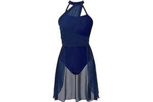ranrann Femme Robe Danse Classique Asymétrique Robe Danse Lyrique Contemporaine Costume Latine Justaucorps Gymnastique S-XL