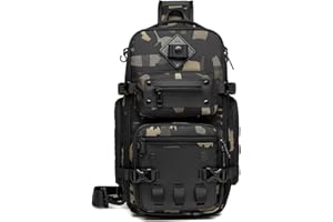 FANDARE Sac Poitrine Sacoche Sac à Bandoulière Homme Tactique Sacs à Dos porté Travers avec Sangle pour trépied Sacs de randonnée Sac d'Epaule pour Voyage Moto Sling Bag Camo
