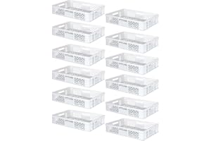 BRB 12x Eurobehälter/Stapelkorb durchbrochen, PE-HD, Industriequalität, lebensmittelecht, LxBxH 600x400x150 mm, weiß