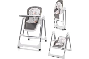 ARKYOMI 5 en 1 chaise haute bébé evolutive, pliable chaises hautes enfant,transat haut inclinable bébé confort,chaise reglable hauteur avec table et roulettes