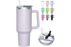 HNCY Mug Isotherme avec 2-en-1 Couvercle, 1180ML Tumbler avec Paille et Poignée, Tasse Isotherme en Acier Inoxydable, Travel Mug Tumbler Gobelet Isotherme