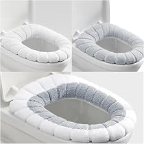 5 Coprisedile Per WC Morbidi E Lavabili - Set Multicolore, Elasticizzati, Per Water Ovali E Rotondi - Foto 4