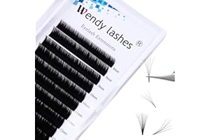 WENDY LASHES Extension Ciglia 0,05 mm C Curl Mista 8-14mm Easy Fan Extension Finte Volume Russo 2D 3D 6D 8D 10D Seta Naturale Ciuffi Ciglia Individuali per Salone Professionale (KH-0.05-C-MIX8-14)