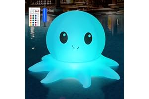 Qoolife Solar Pool Lichter, aufblasbare Fernbedienung, Octopus schwimmende Pool Lichter 16 WRGB Farben 4 Modi, IP68 Wasserdicht Premium Qualität, Outdoor Dekor Pool Garten Party 1 Pack
