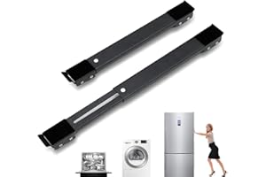 YIYIZI Lot de 2 Roulettes de Transport Moblies Lave-Linge Sous Châssis pour Réfrigérateur Sèche-Linge, Congélateur(45-72 cm),Peut Supporter 300 kg Avec Frein 18 Roue (Noir)