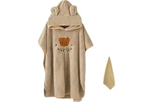 HAGOT Baby Badeponcho, Poncho Kinder Badetuch, Waschbares Baby Kapuzenhandtuch, Poncho Handtuch, für 0-3 Jahre, Kamel