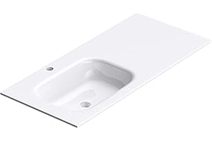 Mai & Mai lave mains blanc 100cm lavabo à encastrer en résine vasque rectangulaire sans trop-plein Col04 100x48x14cm
