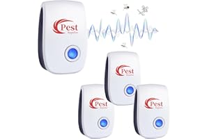 HEEGFF Répulsif Ultrason Anti-Rongeurs Insectes, 4 pcs Ultrason Anti Moustique Ultrason Souris et Rats, Intérieur Répulsif Électronique Insectes pour Souris, Rats Fourmis Araignées Moustiques