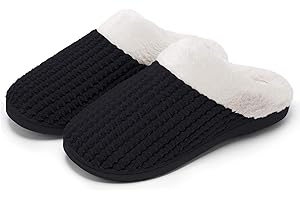 Kuako Chaussons Doublées en Peluche Femme Anti-dérapant À Mémoire D'intérieur Hiver Confort Chauds Accueil Pantoufles, Noir, 36/37 EU