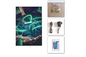 Frikink - Cuadro Led RGB, Lámpara Led Escritorio, Cuadro Decorativo Led Iluminado, Arte Pared, 60x40cm, Decoración Hogar Led, Cuadro Luz Ajustable, Lámpara Led Ajustable (Gamer 3)