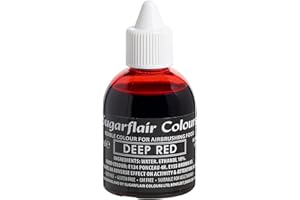 SUGARFLAIR COLOURS Sugarflair Deep Red Edible Airbrush Colour - Edible Food Colouring Airbrush Paint for Cakes, Cupcakes, Icing and Cake Decorations - 60ml
