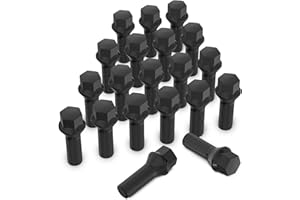 20 Stück MIKKUPPA Radschrauben Radbolzen M12x1,5 - Schaftlänge: 28mm,Kegelbund 60°,Schlüsselweite :17mm (Schwarz)