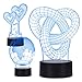 Produktbild kwmobile 3D Illusion Lampe Nachtlicht 3 Designs - LED Farbwechsel Dekolampe optische Täuschung 1m USB Kabel - Herz Deko Stimmungslicht 3er Set