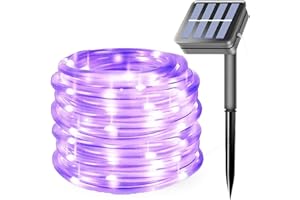 100LED Rope Lights Outdoor,EHOFUN Waterproof 39FT 8Mode Solar Powered Tube Strip Light Copper Wire Fairy String Lights for Garden Yard Party Wedding Christmas Decoration(Purple)