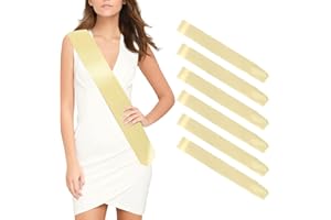 OZOSHINE Pack of 6 Champagne Sashes Blank Party Accessories Sash Print Personalised Satin Sash DIY Sash for Birthday Wedding Bachelorette Party Bachelorette Party Congratulations