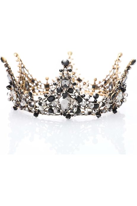 CIEHER Gothic Krone – Schwarz, Mit Strass, Für Frauen & Mädchen, 15 Cm, Für Hochzeit, Cosplay, Party
