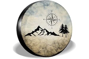 COZIPINK Louise Morrison Nature Mountain Compass Camper Spare Tire Cover Wheel Protectors Weatherproof for Jeep Trailer RV SUV 14" 15" 16" 17"