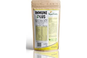 VEGAN VITALITY Immune System Booster Supplement - 120 Capsules with 14 Immune System Vitamins & Natural Extracts: Vitamin C, Zinc, Turmeric, Selenium, Ginger, Cranberry, Elderberry, Garlic, Vitamin B12 & B6