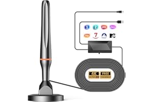 DGUPSP Antena TV Interior 2025, Antena TV Portatil Potente con Amplificador y Base Magnética, 250KM+ Recepción de Larga Distancia, Compatible con 4K 1080P DTMB DVB-T2 DVB-T TDT - All TVs