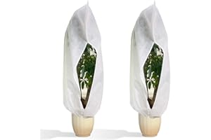 ZHAOYAO 2 PACK Plant Frost Cover Bags, Large Size 180 cm x 120 cm Winter Plant Fleece Frost Protection Covers, Garden Plant Warming Frost Cloth Blanket Protecting Fruit Tree Potted Plants (120*180cm)