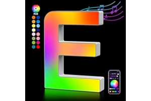 KANGTAIXIN Light Up Letters USB Powered, LED Letter Lights Color Changing Alphabet Sign Gifts for Girls Women Party Birthday Decorations, APP Control, Night Light Christmas Valentine Wall Table Decor - E