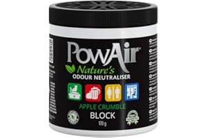 PowAir Block Natural Odour Neutraliser - Apple Crumble Scent 170g - Odour Control for Small Rooms and Areas - Natural Essential Oils