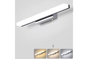 Lightess 40CM LED Bathroom Mirror Light with Pull Cord Bathroom Over Mirror Lamps IP44 Wall Lamp Stainless Steel Hotel Bedside 6W Picture Wall Shaver Make Up Sconce Lights