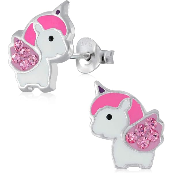 Laimons Kinder-Ohrstecker Schmetterling – Sterling Silber 925, Mit Farbiger Emaillierung | Für Mädchen, In Geschenkverpackung