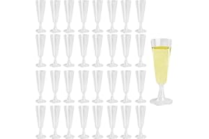 XiangJunly Lot de 36 flûtes à champagne réutilisables en plastique transparent pour mariage, anniversaire, pique-nique, 160 ml