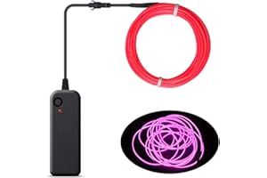 Songway EL Wire,Neon Rope Lights with Battery Pack,Glowing Strobing Flashing Electroluminescent Wire Cable for Halloween Cosplay Dress Christmas Carnival Party Festival Decoration (Pink, 3M)