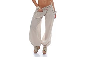 MALITO MORE THAN FASHION Malito damskie spodnie typu czółenka w jednolitych kolorach, lekkie spodnie materiałowe, super spodnie rekreacyjne na plażę, spodnie haremkowe, swobodne 3417