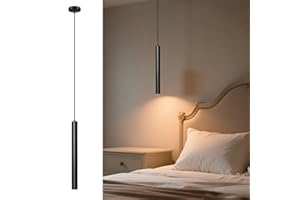 ‎ACMHNC ACMHNC LED Pendelleuchte Schwarz, Zylinder Hängelampe für Schlafzimmer Esstisch Nachttisch, 5W Hängeleuchte Höhenverstellbar, 110~230V, Warmweiß 3000K, 30cm