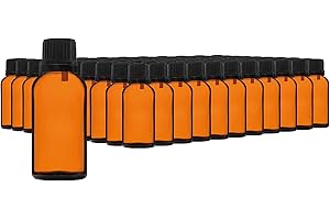 HandsUnity 30ml-110 pièces de Flacon à Compte-gouttes - Petit Flacon en Verre Ambré de type Apothicaire avec Bouchon à Compte-gouttes Noir en Verre Brun Ensemble comprenant 5 Accessoires