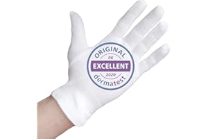 WELL B4 Rękawice bawełniane ze 100% bawełny (test termiczny: bardzo dobry), białe rękawiczki, miękkie tekstylne rękawiczki do masek, rękawice materiałowe z certyfikowaną tolerancją dla skóry, 1 x biały., m