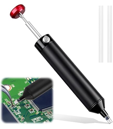 Solder Sucker Desoldering Vacuum Pump – With 3Pcs 0.8mm Solder Wire, Heat-Resistant Silicone Nozzle, Anti-Static, One-Hand Operation