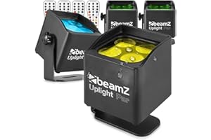 4X BeamZ BBP44 Wireless Battery Uplighter Package – IP65 Waterproof Event Lighting Packages with 4x4W RGBW LEDs, 25-Hour Battery Life & Remote Control, Wireless Uplighters for Indoor & Outdoor Events