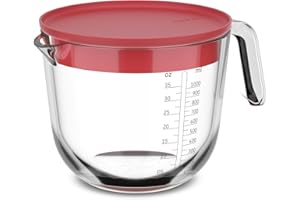 Mepal - Jarra medidora de vidrio con tapa Chef it - Medidas grabadas de fácil lectura - Apto para microondas y horno, sin tapa - Apto para lavavajillas - 1000 ml - Coral