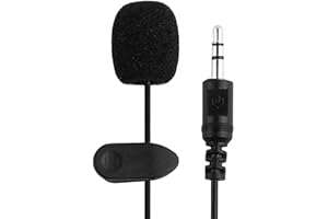 AYMBH Professional Clip-On Lapel Omnidirectional Microphone 3.5mm Jack Condenser Mic with Noise Reduction for Phone PC Laptop DSLR Clear Sound Recording Podcast Interviews Video Conference, Vlogging