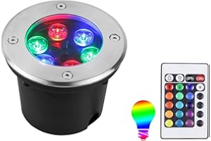 AMDHZ Lampe Jardin Enterré Changement de Couleur Spot Au Sol LED Télécommande IP68 Étanche Spot LED sous Marin Encastrable pour Extérieur, Jardin, sous-Marin, Piscine, Terrasse (Color : 220V, Size : 3W)