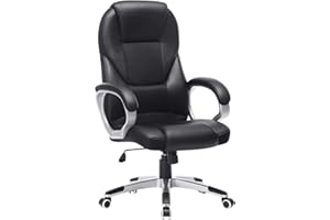 SONGMICS Executive Office Chair with High Back, Durable and Stable, Height Adjustable, Ergonomic, Black, OBG22BUK, 73 x 70 x (112-122) cm, 777OBG22BUK