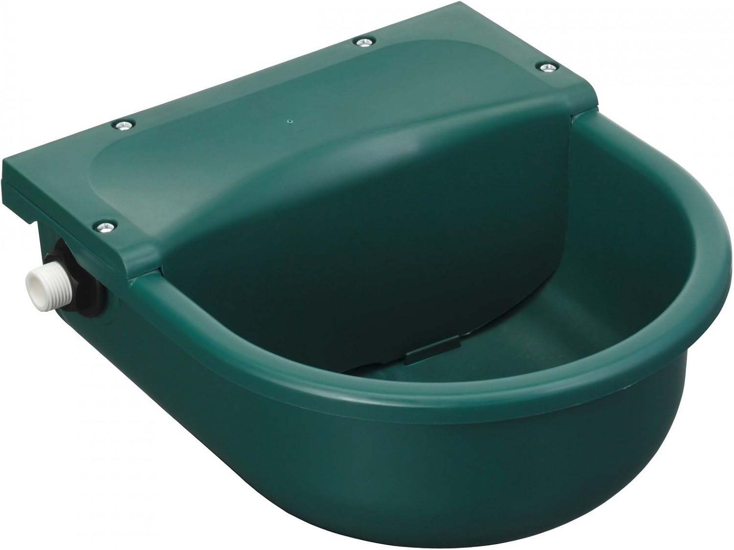Kerbl Bebedero flotante verde de plástico, bebedero, 3 l, verde, 25,5 x 29 x 14,5 cm, Opción de conexión por la izquierda y por la derecha, 6,5 l/min a 3 bar