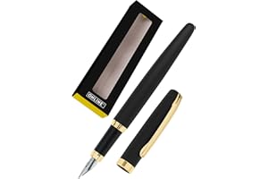 Online Eleganza Stylo plume I Métal I Couleur: noir & doré I Plume M I Clip métallique I avec cartouche d'encre couleur bleue I Stylo plume pour cartouches d'encre standard avec emballage cadeau