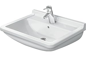 ‎DURAVIT Duravit Waschtisch Starck 3 | 030060000 | Zeitloses Waschbecken in Weiß | Waschtisch 60 x 45 cm zur Wandmontage | WonderGliss Beschichtung | Mit Überlauf und Hahnloch | Klassischer Stil | 04829 3
