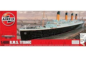 Airfix Ship Model Building Kits - RMS Titanic Miniature Craft Kit, 1/400 Scale Model Boat Kits for Adults to Build, Incl. Titanic Model Ship, Paint, Brushes & Poly Cement - Titanic Gifts for Men