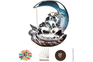 Severnier Bruciatore incenso a riflusso, Porta incenso in Ceramica con Coni di incenso a riflusso da 100 Pezzi, bastoncini d'incenso 30,supporto d'incenso per la decorazione domestica (Verde)