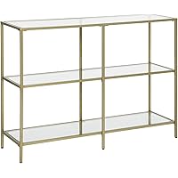 VASAGLE Konsolentisch, Beistelltisch mit 3 Ablagen aus Hartglas, Sofatisch, modernes Aufbewahrungsregal, stabil…