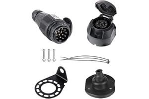 BEIJISTAR Kit Presa Spina per Rimorchio 13 Poli con Guarnizione in Gomma e Staffa di Montaggio in Metallo, 12V Connettore Presa Spina per Rimorchio 13 Poli Impermeabile, per Camion RV Barca Caravan