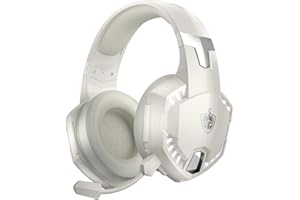 YOTMS G2000Pro Wireless Gaming Headset – Bluetooth Over-Ear Headphones for PS5, PS4, PC, Switch, Mobile Phones, Laptops – Detachable Noise Cancelling Mic, Stereo Sound – White